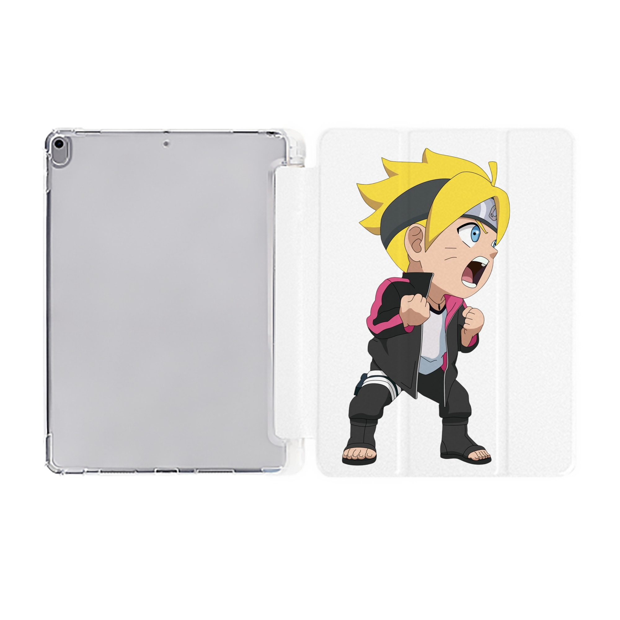 （画像用） NARUTO -ナルト- うずまき ボルト Uzumaki Boruto IPad ケース ペン収納付き 三つ折りスタンド PUレザー×シリコン 対応機種9.5/10.5/10.9インチ